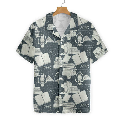 Book Pattern Hawaiian Aloha Shirt Hawaiian Shorts Beach Short Sleeve,Hawaiian Shirt Gift, Christmas Gift