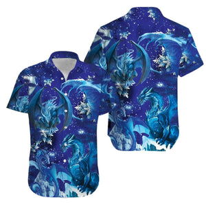 Amazing Blue Dragon Cool Pattern Hawaiian Shirt, Hawaiian For Gift