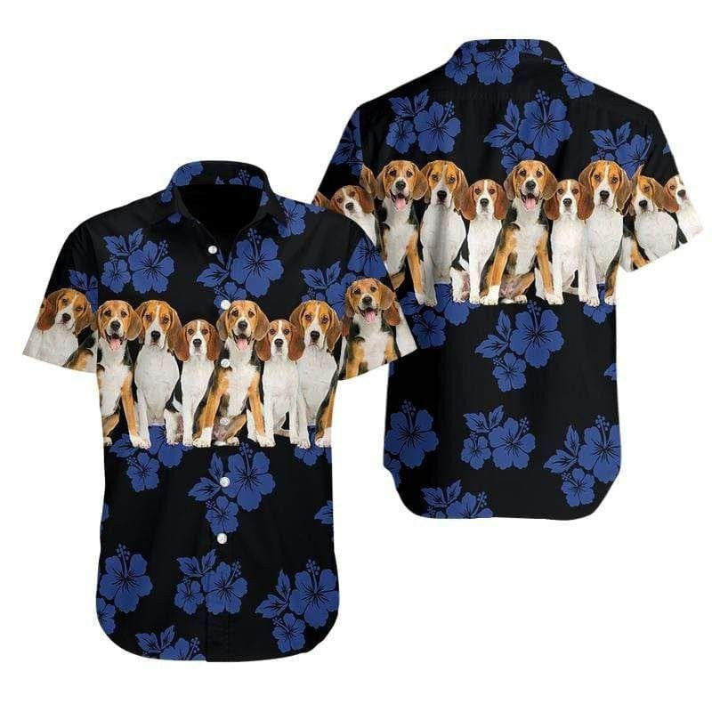 Awesome Beagle Cute Dog Christmas Flower Background Hawaiian Shirt, Hawaiian Shirt Gift, Christmas Gift
