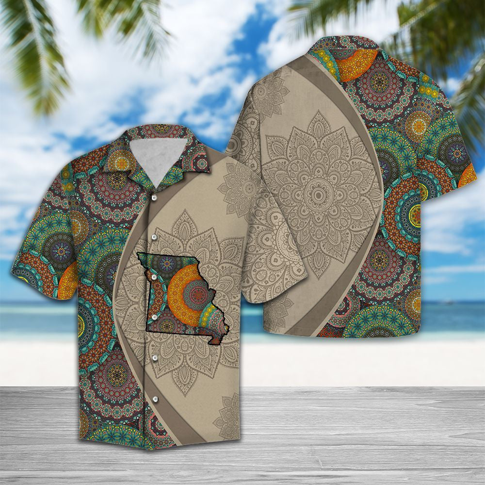 Vintage Missouri Mandala Flower Pattern Hawaiian Shirt, Hwaiian For Gift