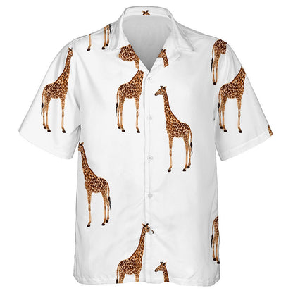 Beautiful Pattern With Giraffe Isolated On White Background Hawaiian Shirt, Hawaiian Shirt Gift, Christmas Gift