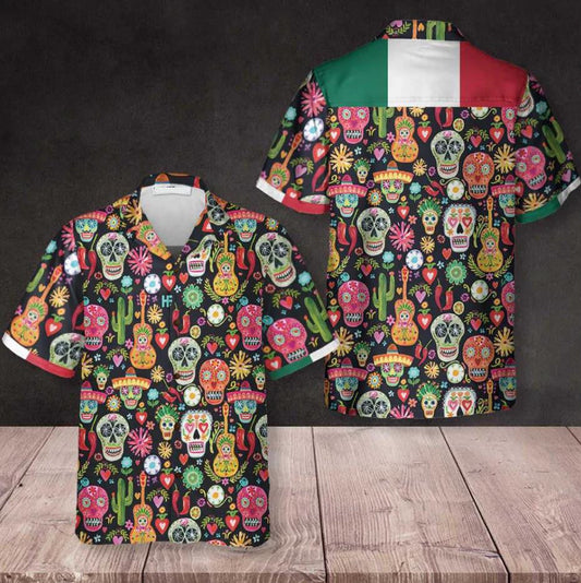 Viva Mexico Day Of The Dead Sugar Skull Hawaiian Shirt, Hawaiian Shirt Gift, Christmas Gift