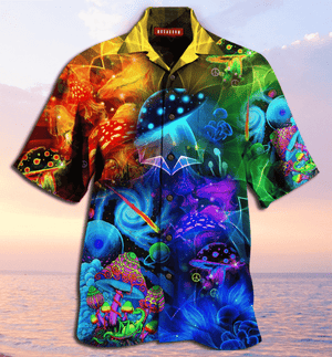 Colorful Mushroom Hippie Nice Ornamental Hawaiian Shirt, Hawaiian For Gift