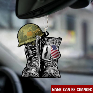 Military Boots and Hat Personalized Acrylic Ornament, Military Car Hanging Interior Ornament, Christmas Decoration