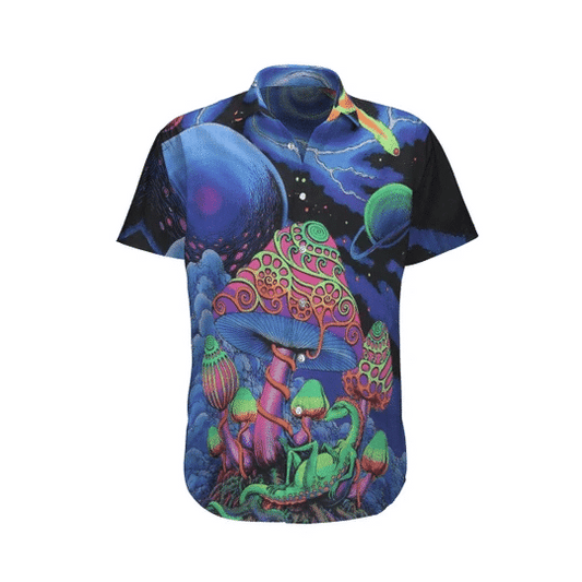 Cute Mushroom Hippie Background Design Hawaiian Shirt,Hawaiian Shirt Gift, Christmas Gift