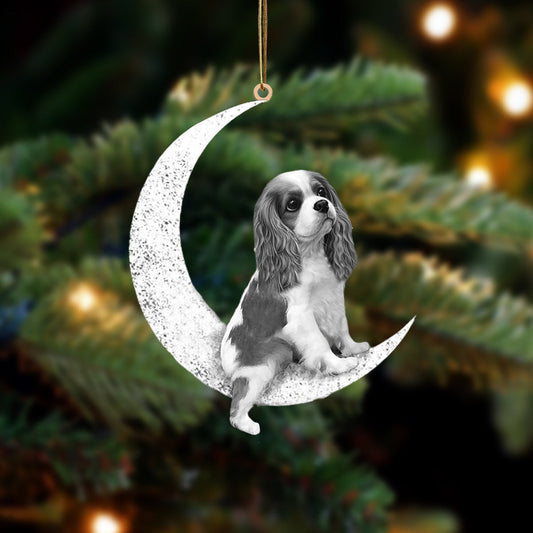 Cavalier King Charles Spaniel-Sit On The Moon-Two Sided Christmas Plastic Hanging Ornament, Happy Christmas Ornament, Christmas Gift, Christmas Decoration