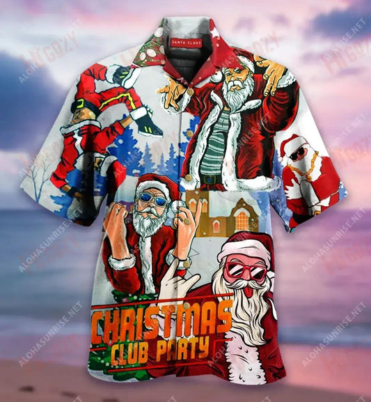 Santa Dances Like A Star Unisex Hawaiian Shirt Vacation Short Sleeve Custom Hawaiian Shirts Hawaiian Shirt Pattern, Hawaiian Shirt Gift, Christmas Gift