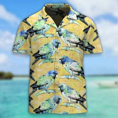Summer Tropical Parrots Hawaiian Aloha Shirt Hawaiian Shorts Beach Short Shirt, Hawaiian Shirt Gift, Christmas Gift