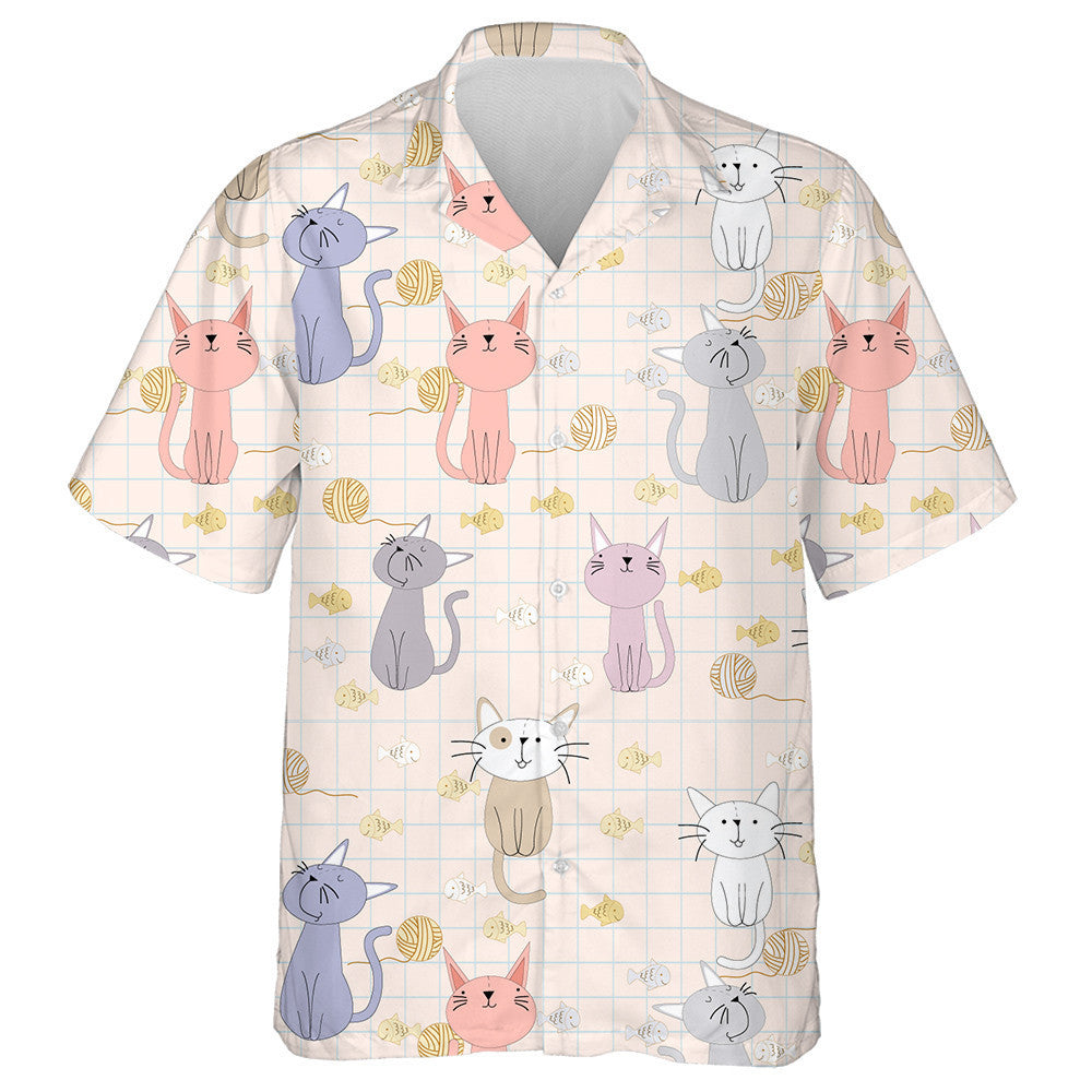 Cute Cartoon Baby Cat Character Smile And Satisfied Hawaiian Shirt, Hawaiian Shirt Gift, Christmas Gift
