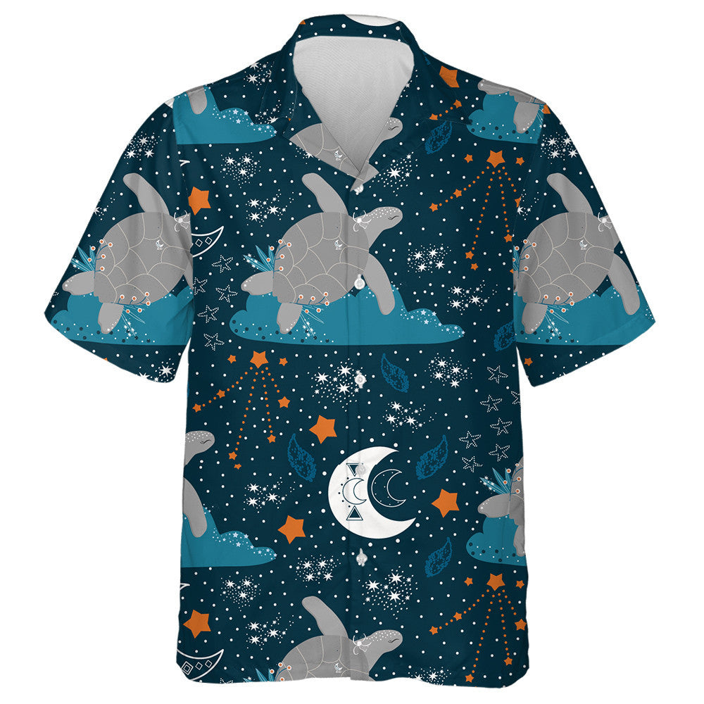 Sea Turtle On A Cloud Starry Sky With Moon Hawaiian Shirt, Hawaiian Shirt Gift, Christmas Gift