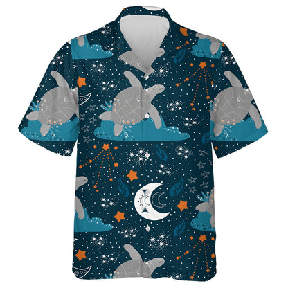 Sea Turtle On A Cloud Starry Sky With Moon Hawaiian Shirt, Hawaiian Shirt Gift, Christmas Gift