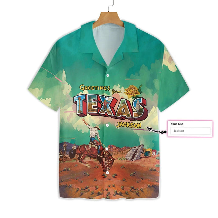 Greeting From Texas Custom Name Hawaiian Shirt,Hawaiian Shirt Gift, Christmas Gift