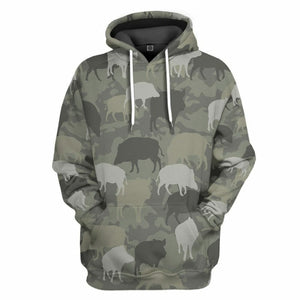 3D Boar Camo Custom Tshirt Hoodie Apparel