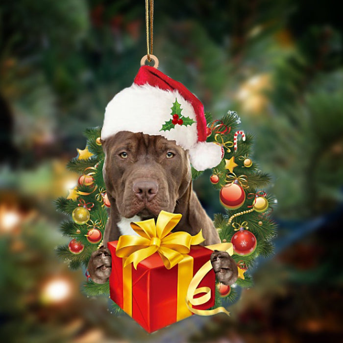 American Pit Bull Terrier-Dogs give gifts Hanging Christmas Plastic Hanging Ornament, Christmas Ornament Gift, Christmas Gift, Christmas Decoration