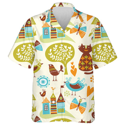 Spring Theme Cartoon Animals Butterfly And Fairy Tale Hawaiian Shirt, Hawaiian Shirt Gift, Christmas Gift