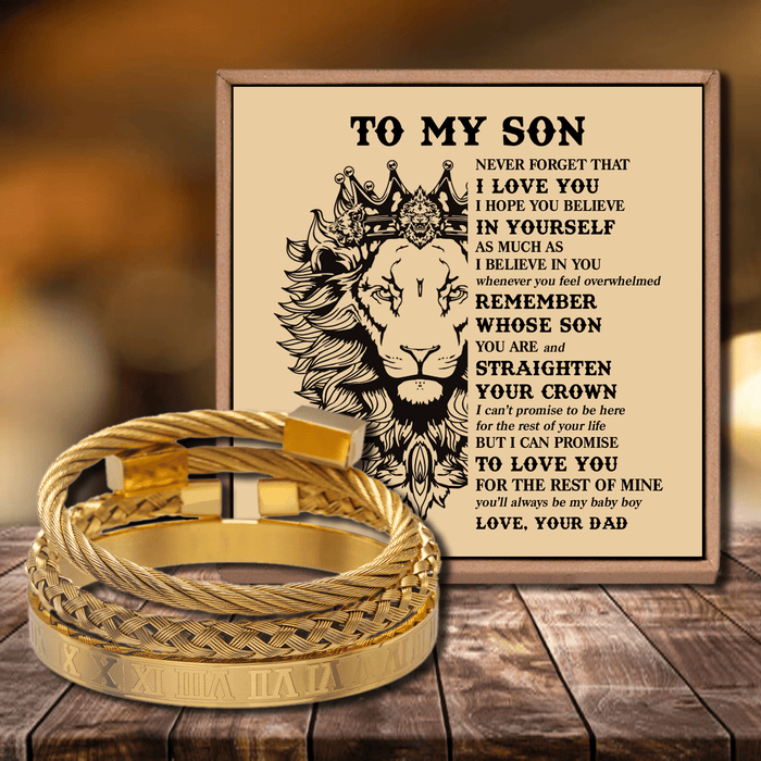 Dad To Son - Believe In Yourself Roman Numeral Bracelet Set