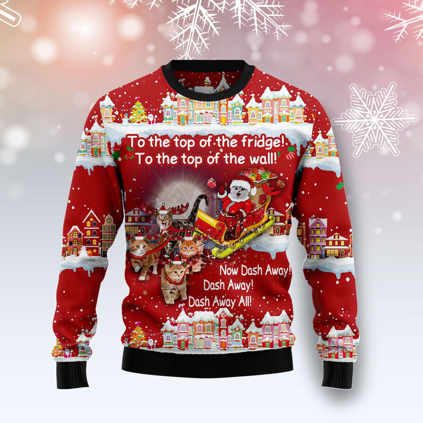 Cat Sleigh Christmas Ugly Christmas Sweater, Christmas Ugly Sweater,Christmas Gift,Gift Christmas 2022