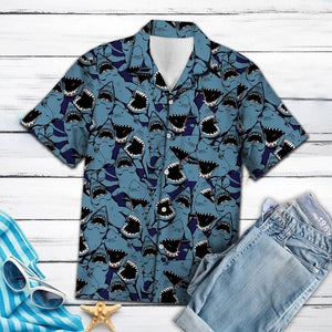 Aloha Shirt Shark Funny Group Hawaiian Aloha Shirt Hawaiian Shorts Beach Short Sleeve, Hawaiian Shirt Gift, Christmas Gift