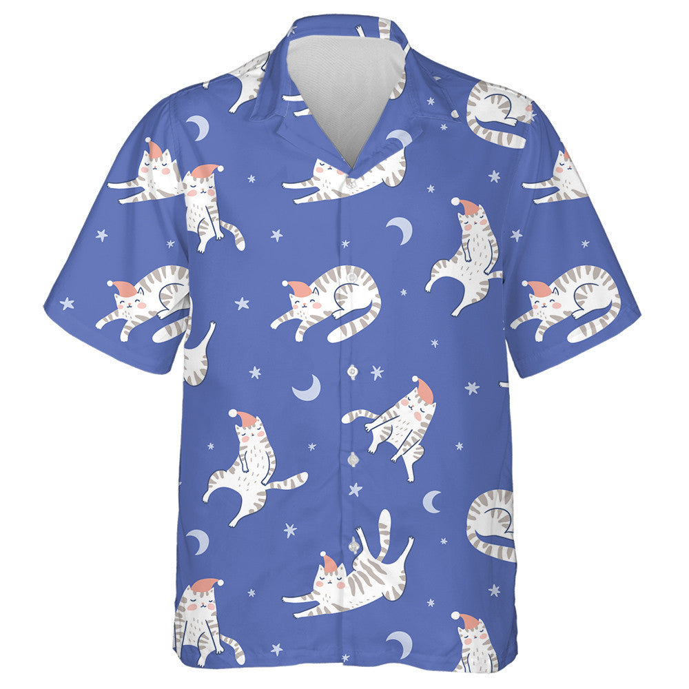 Sleeping Cats In The Blue Night Starry Sky Hawaiian Shirt, Hawaiian Shirt Gift, Christmas Gift