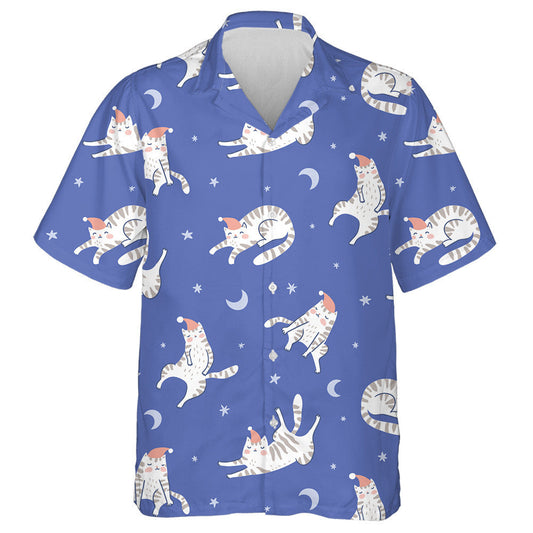 Sleeping Cats In The Blue Night Starry Sky Hawaiian Shirt, Hawaiian Shirt Gift, Christmas Gift