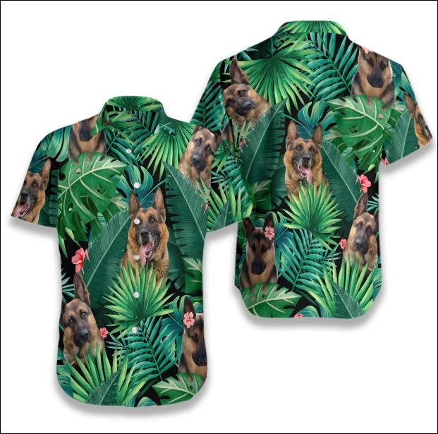German Shepherd Tropical Hawaiian Shirt, Hawaiian Shirt Gift, Christmas Gift