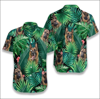 German Shepherd Tropical Hawaiian Shirt, Hawaiian Shirt Gift, Christmas Gift