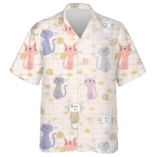 Cute Cartoon Baby Cat Character Smile And Satisfied Hawaiian Shirt, Hawaiian Shirt Gift, Christmas Gift