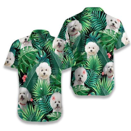 Tropical Bichon Frise Seamless Background Design Hawaiian Shirt,Hawaiian Shirt Gift, Christmas Gift