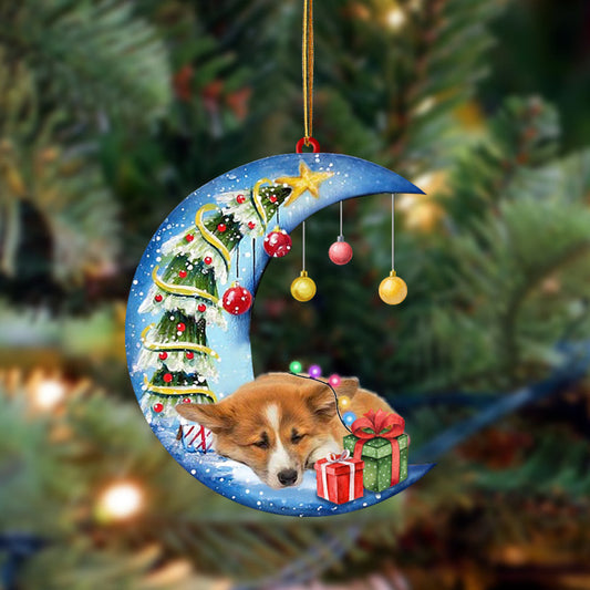 Corgi-Sleep On The Moon Christmas Two Sided Christmas Plastic Hanging Ornament, Christmas Gift, Christmas Decoration