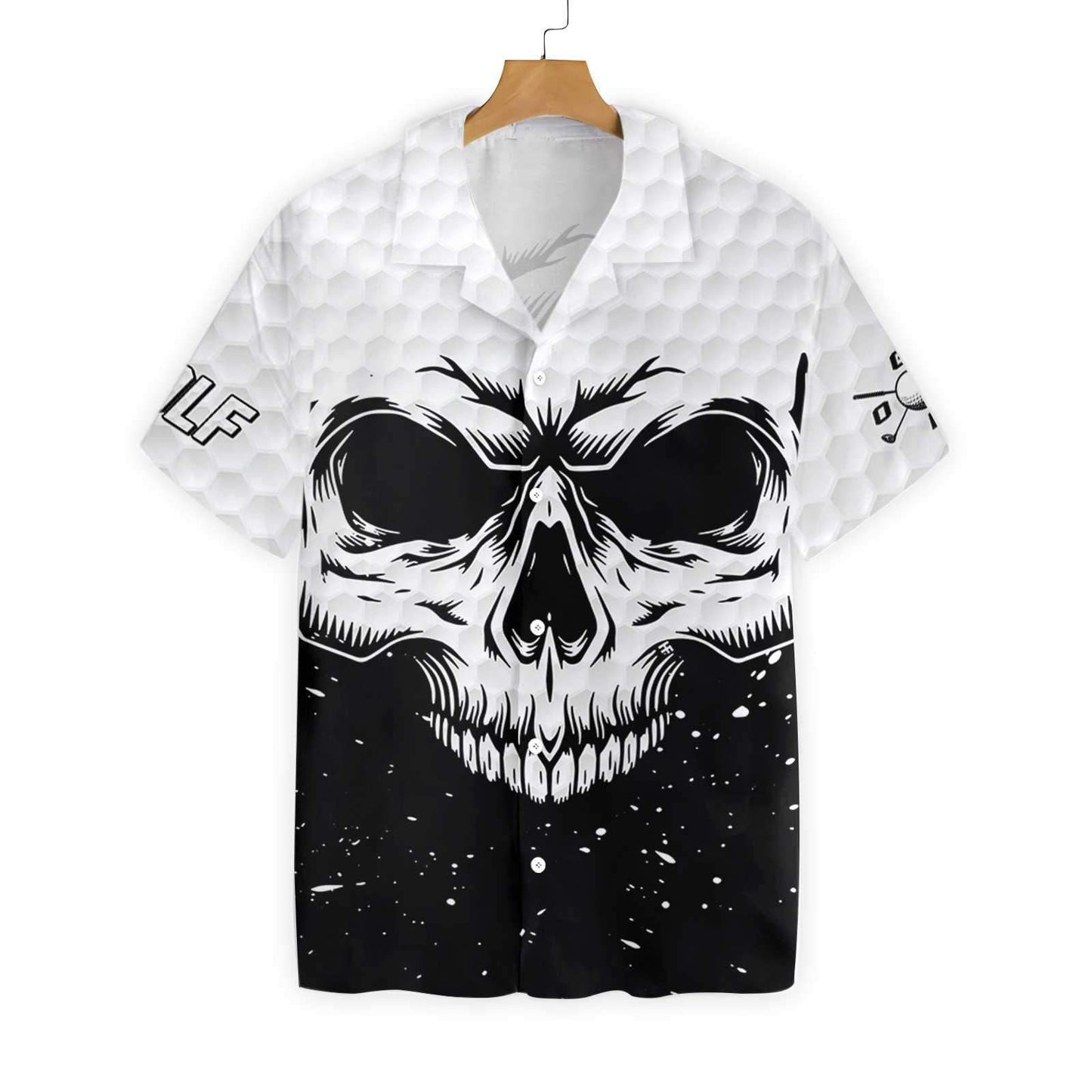 Cool Black And White Skull Golf Design Hawaiian Shirt, Hawaiian Shirt Gift, Christmas Gift