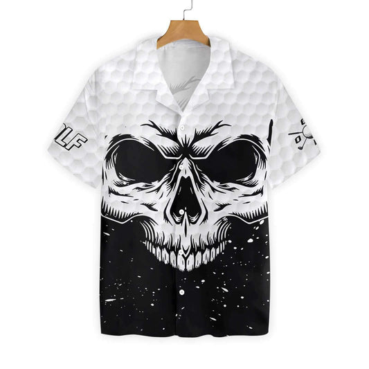 Cool Black And White Skull Golf Design Hawaiian Shirt, Hawaiian Shirt Gift, Christmas Gift