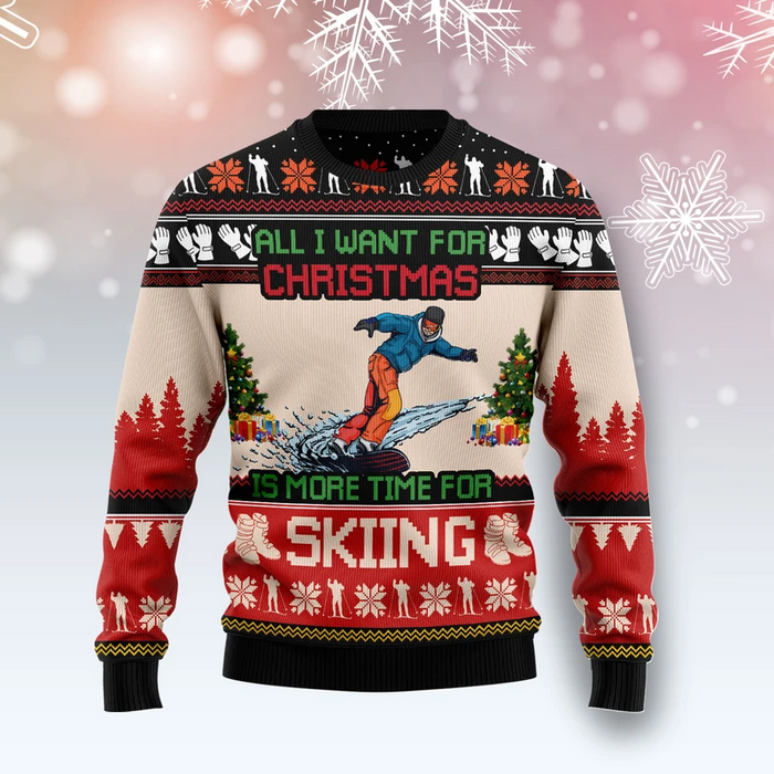 All I Want For Christmas Is Skiing Ugly Christmas Sweater, Christmas Ugly Sweater,Christmas Gift,Gift Christmas 2024