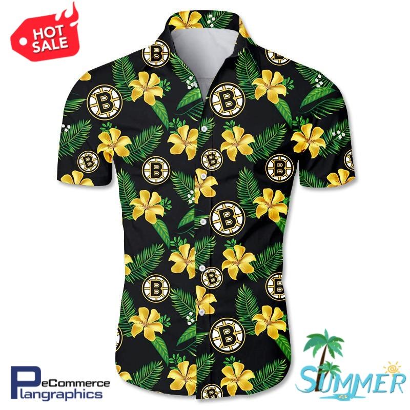 Boston Bruins All Over Print Aloha Shirt Hawaiian Aloha Shirt Hawaiian Shorts Beach Short Shirt,Hawaiian Shirt Gift, Christmas Gift