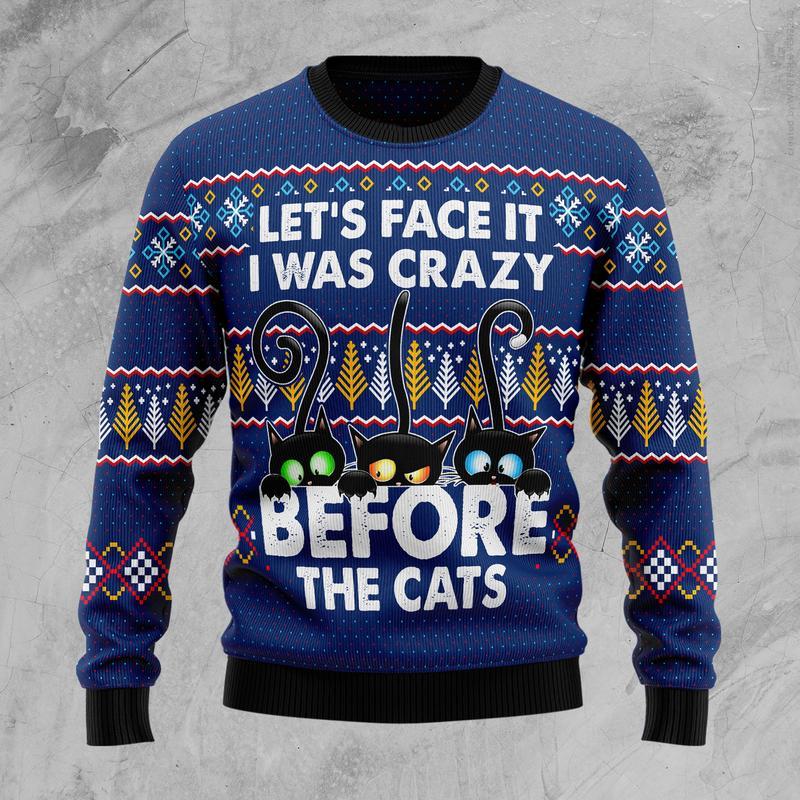 Crazy Cat Ugly Christmas Sweater, Christmas Ugly Sweater,Christmas Gift,Gift Christmas 2022