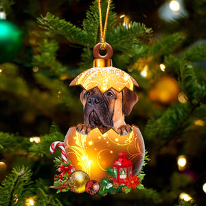 Cute Bullmastiff In Golden Egg Christmas Ornament, Pet Love Gift, Christmas Gift