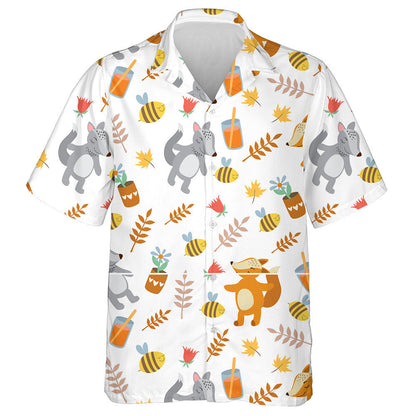 The Fox And The Wolf Leaves Plants And Bees Hawaiian Shirt, Hawaiian Shirt Gift, Christmas Gift