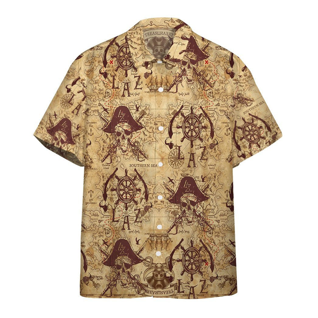 Pirate Skull Tropical Background Design Hawaiian Shirt,Hawaiian Shirt Gift, Christmas Gift
