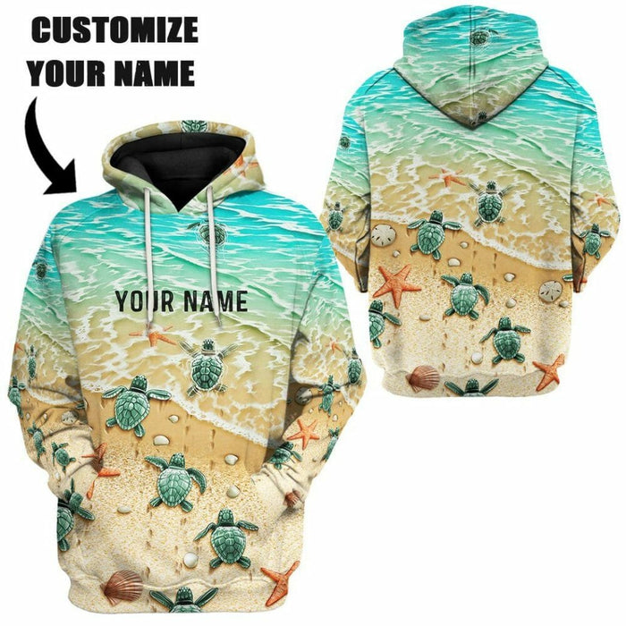 3D Sea Turtle Custom Name Tshirt Hoodie Apparel