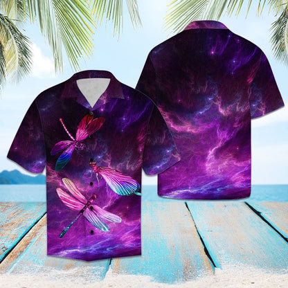 Dragonfly Purple Light Hawaiian Shirt Summer Button Up Shirt For Men Hawaiian Summer Trends Shirt _Hawaiian Shirt Gift, Christmas Gift