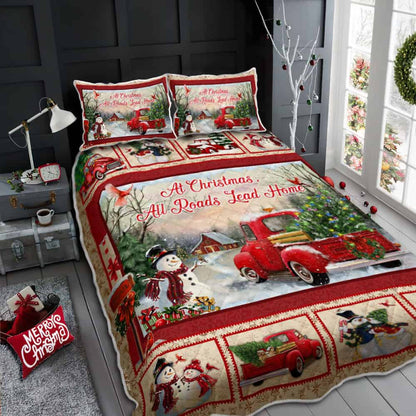 Custom Bull Dog Quilt Bedding Set UK Flower Patter Christmas Deer Quilt Bedding At Christmas, All Roads Lead Home Quilt Bedding Set Bedroom Set Bedlinen 3D ,Bedding Christmas Gift,Bedding Set Christmas