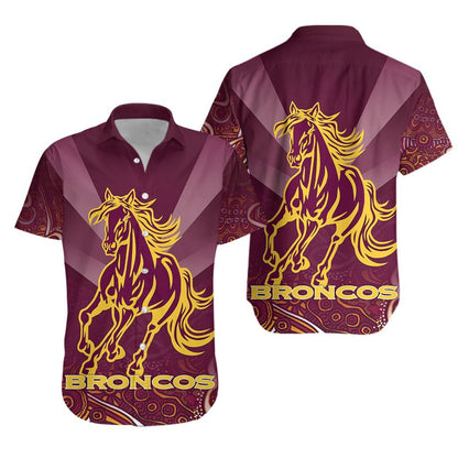 Brisbane Broncos Indigenous Hawaiian Aloha Shirt Th5 Hawaiian Shorts Beach Short Sleeve, Hawaiian Shirt Gift, Christmas Gift