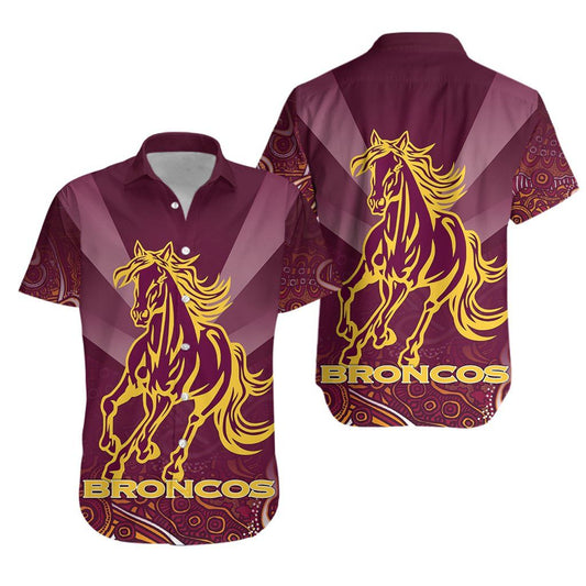 Brisbane Broncos Indigenous Hawaiian Aloha Shirt Th5 Hawaiian Shorts Beach Short Sleeve, Hawaiian Shirt Gift, Christmas Gift