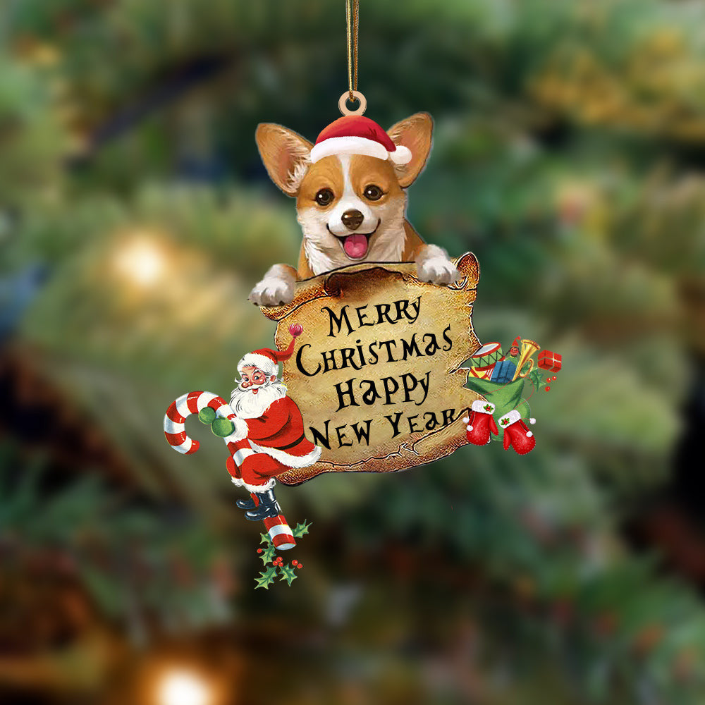 Corgi-Christams & New Year Two Sided Christmas Plastic Hanging Ornament, Christmas Gift, Christmas Decoration