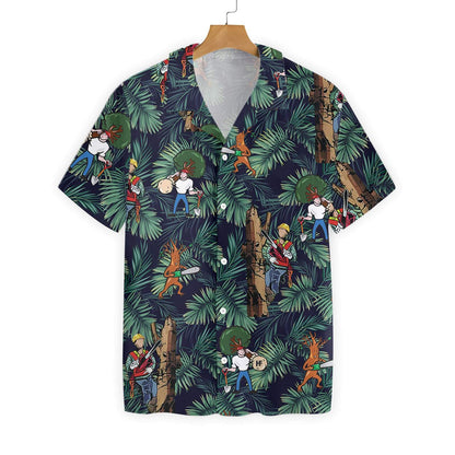 Arborist Proud Beautiful Forest Pattern Dark Blue Version Hawaiian Shirt, Hawaiian Shirt Gift, Christmas Gift