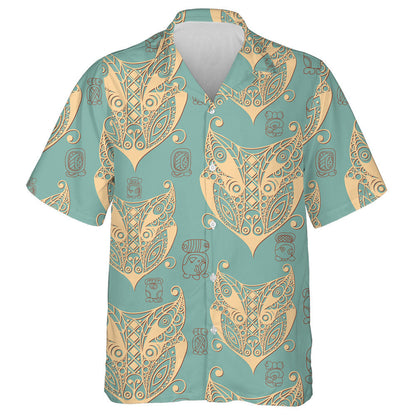 Maya Art Boho With Wolf Aztec Background Texture Hawaiian Shirt, Hawaiian Shirt Gift, Christmas Gift