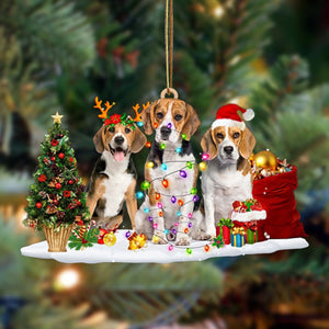 Beagle-Christmas Dog Friends Hanging Christmas Plastic Hanging Ornament, Christmas Ornament Gift, Christmas Gift, Christmas Decoration