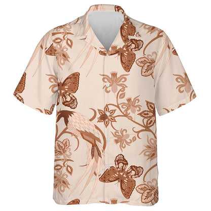 Hand Drawn Ethnic Flowers Bird And Butterly Hawaiian Shirt, Hawaiian Shirt Gift, Christmas Gift