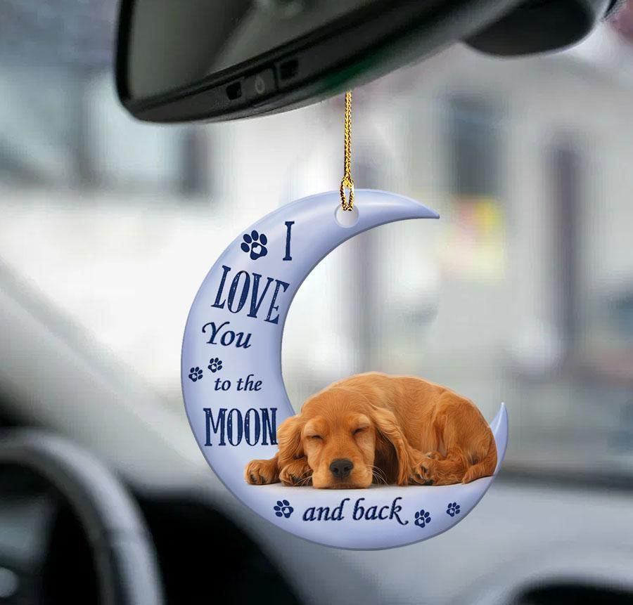 Cocker Spaniels Moon and Back 2 sides Ornament, Christmas Gift, Christmas Decoration