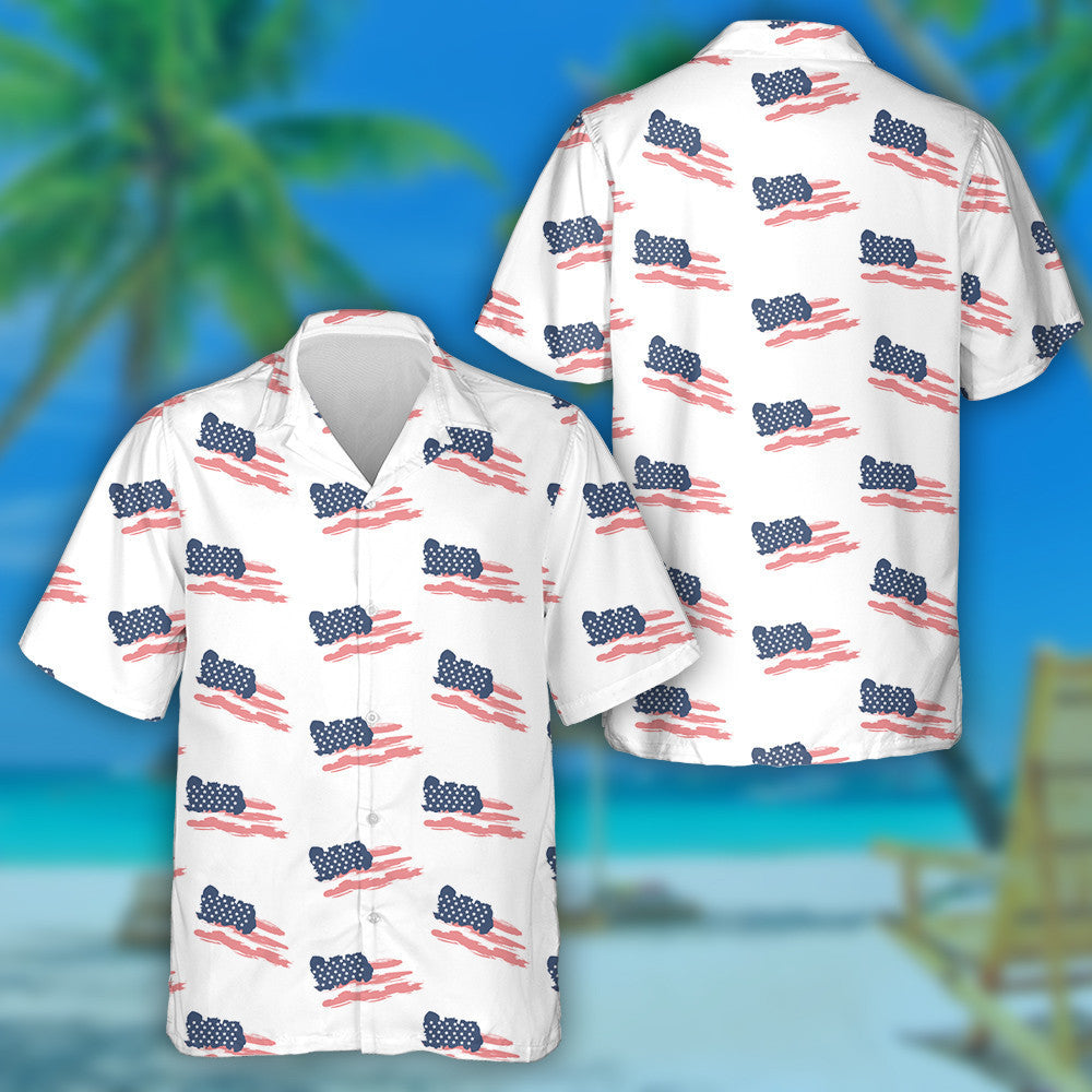Watercolor Painting Patriotic Flag Of USA On White Background Hawaiian Shirt, Hawaiian Shirt Gift, Christmas Gift