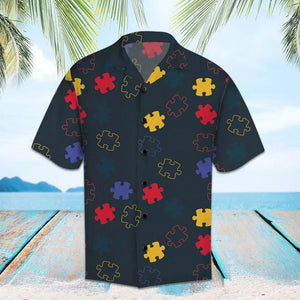 Amazing Autism Jigsaw Piece Pattern Hawaiian Shirt, Hawaiian For Gift